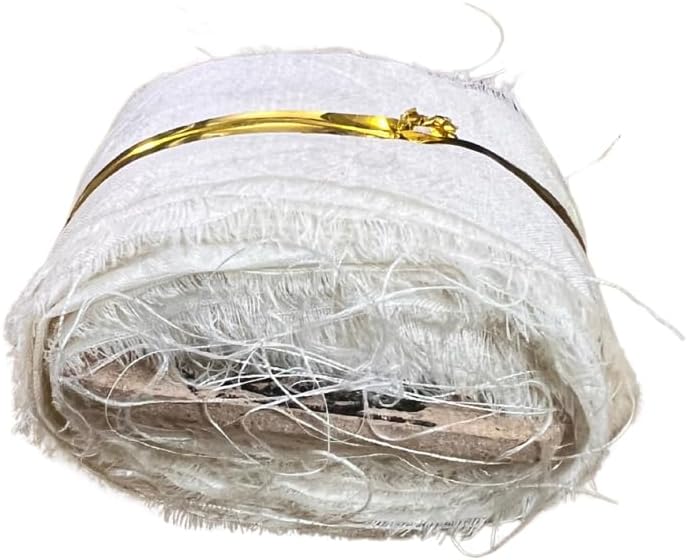 Knitsilk Recycled Mulberry Sari Silk Ribbon Yarn | 10 x 1-Yard Pieces | Natural Undyed Dyeable Frayed Strips for Knitting, Mixed Media, & DIY Crafts