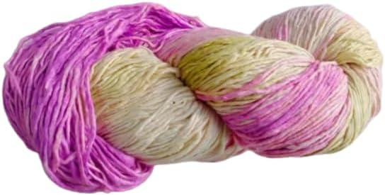 Knitsilk, 100% Recycled Silk Roving and Hand-Dyed Pure Mulberry Silk Yarn Perfect for Knitting, Crocheting, Weaving, and More 100 gm-225 Yards (Jordan)