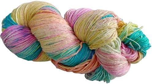 Knitsilk, 100% Recycled Silk Roving and Hand-Dyed Pure Mulberry Silk Yarn Perfect for Knitting, Crocheting, Weaving, and More 100 gm-225 Yards (Agra)