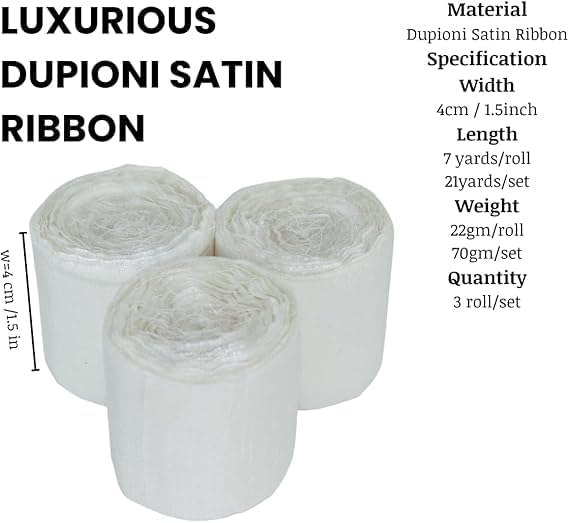 Knitsilk Dupioni Satin Ribbon, White