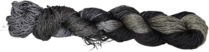 3 ply Silk Lace Weight Yarn,Black and Grey