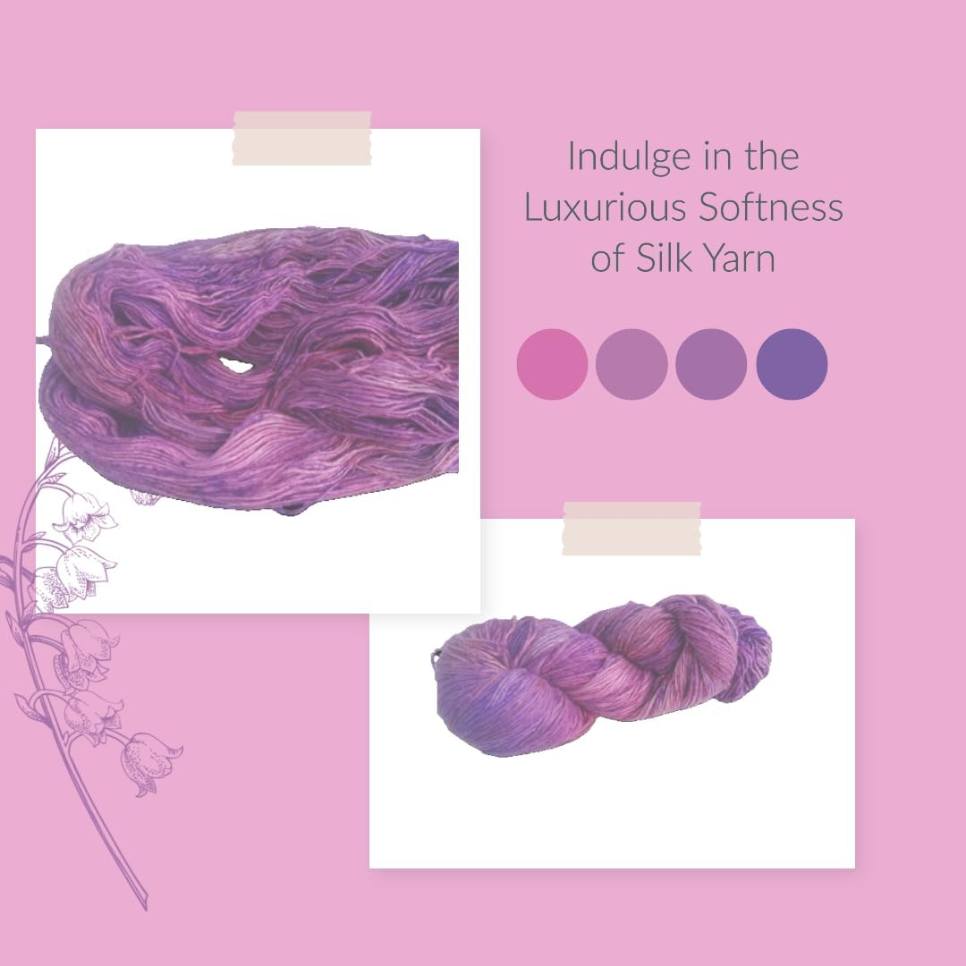 Knitsilk, 100% Recycled Silk Roving and Hand-Dyed Pure Mulberry Silk Yarn Perfect for Knitting, Crocheting, Weaving, and More 100 gm-225 Yards (Tokyo)