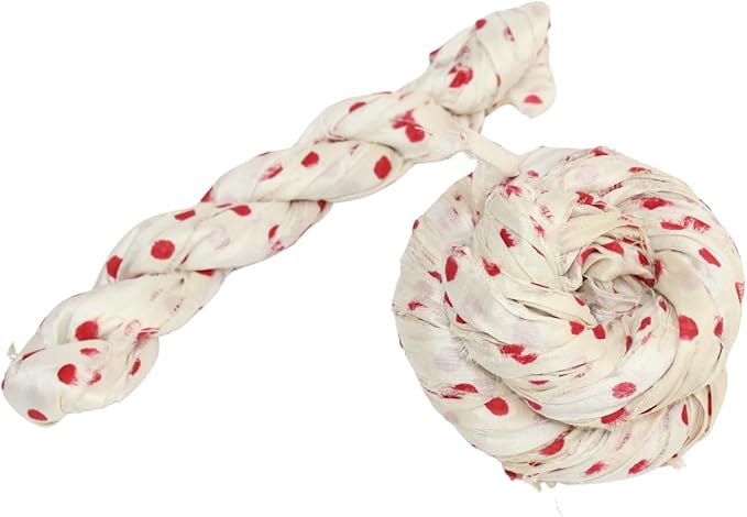 Knitsilk recycled sari silk ribbon yarn - Polka dot(Red)