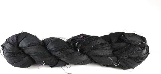Knitsilk recycled sari silk ribbon yarn — Black