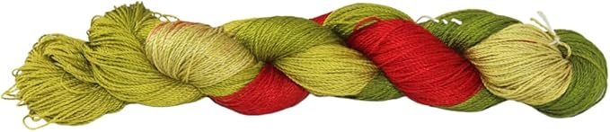 4 ply Silk Lace Weight Yarn,Dark olive and Red