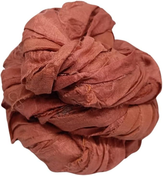 Knitsilk recycled sari silk ribbon yarn — Rust