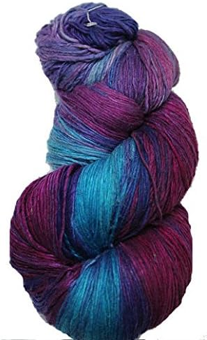 Knitsilk, 100% Recycled Silk Roving and Hand-Dyed Pure Mulberry Silk Yarn Perfect for Knitting, Crocheting, Weaving, and More 100 gm-225 Yards (Cancun)