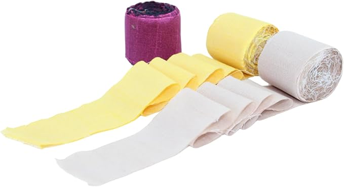 Knitsilk Dupioni Satin Ribbon Magenta and Yellow