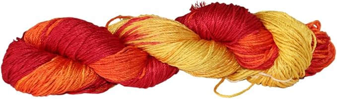 4 ply  Silk Lace Weight Yarn,Red and Yellow