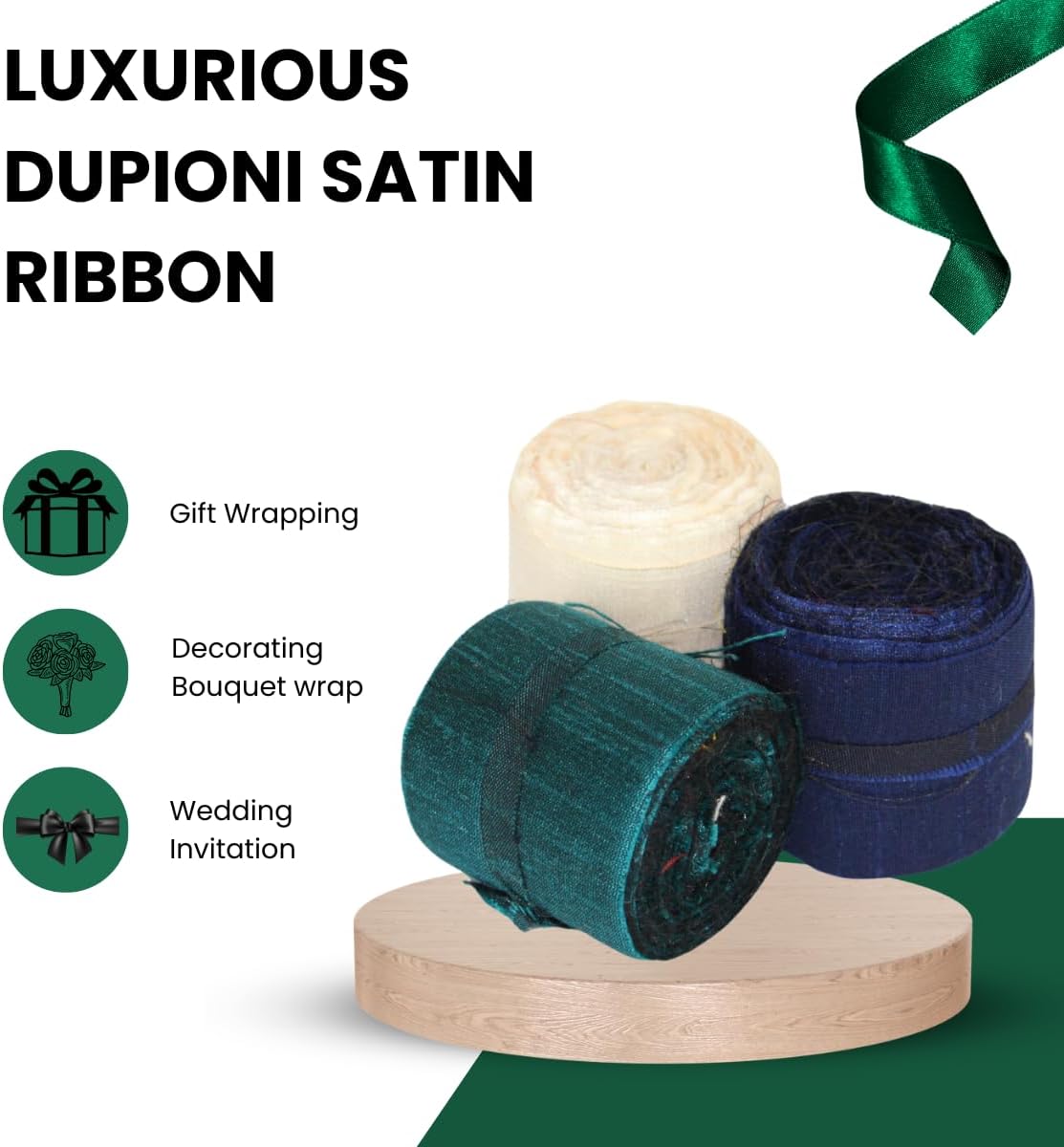 Knitsilk Dupioni Satin Ribbon Blue and Green