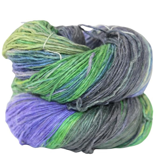 Knitsilk 100% Recycled and Hand-Dyed Silk Roving Worsted Yarn, Luxurious & Soft Silk Roving | Ideal for Knitting, Crocheting, Crafting | Smooth Texture & Fabulous Color.(100 gm-225 Yards,Helsinki)