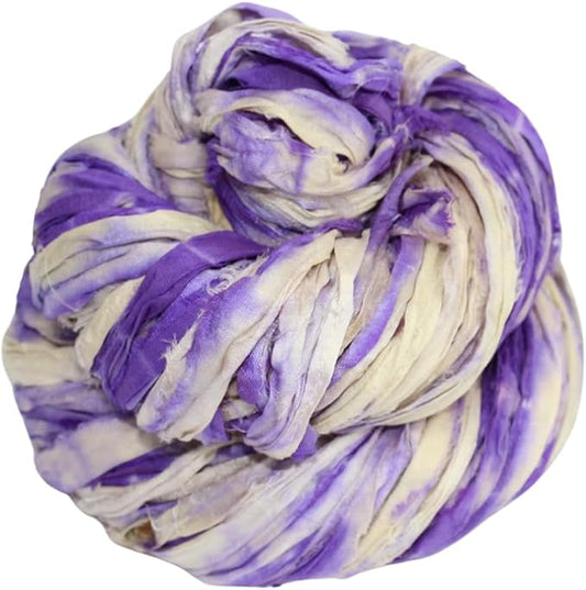 Knitsilk Recycled Shibori Sari Silk Ribbon Yarn-Purple