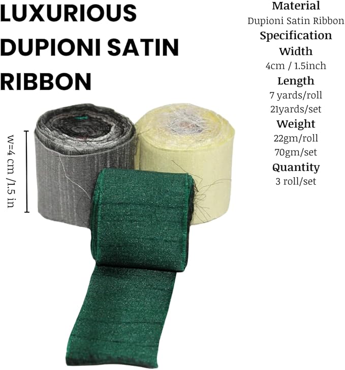 Knitsilk Dupioni Satin Ribbon Green and Brown