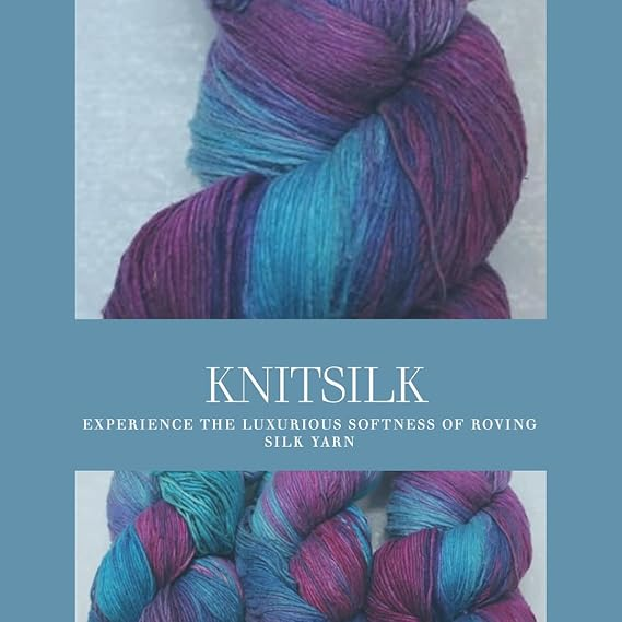Knitsilk, 100% Recycled Silk Roving and Hand-Dyed Pure Mulberry Silk Yarn Perfect for Knitting, Crocheting, Weaving, and More 100 gm-225 Yards (Cancun)