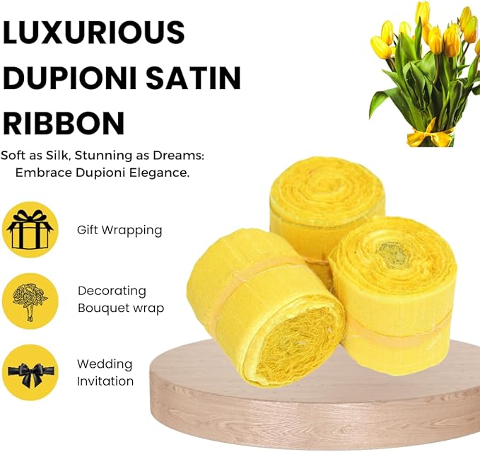 Knitsilk Dupioni Satin Ribbon, Dark yellow