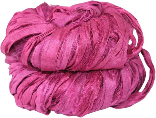 Knitsilk recycled sari silk ribbon yarn — Pink