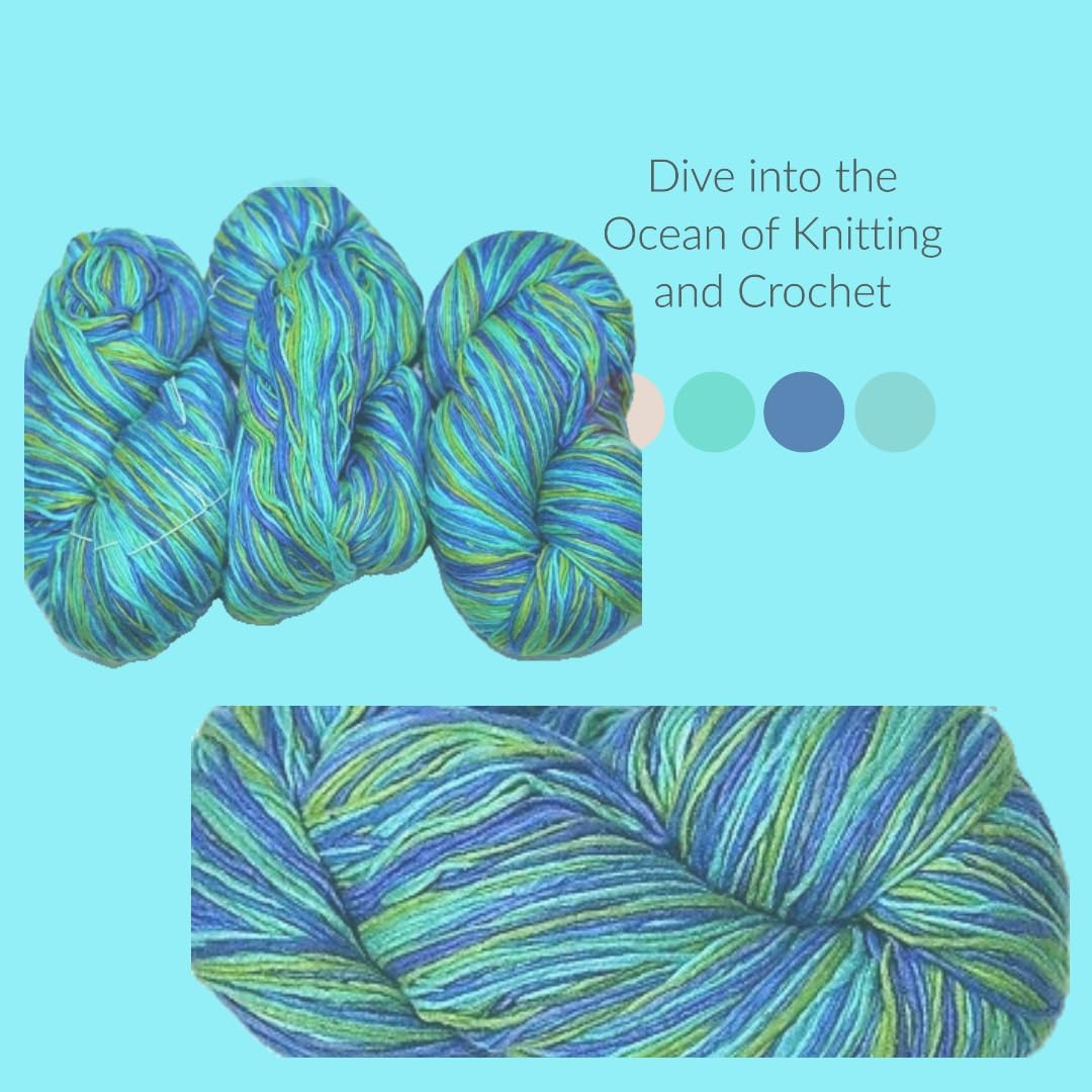 Knitsilk 100% Recycled and Hand-Dyed Silk Roving Worsted Yarn, Luxurious & Soft Silk Roving | Ideal for Knitting, Crocheting,Crafting | Smooth Texture & Fabulous Color Santorini