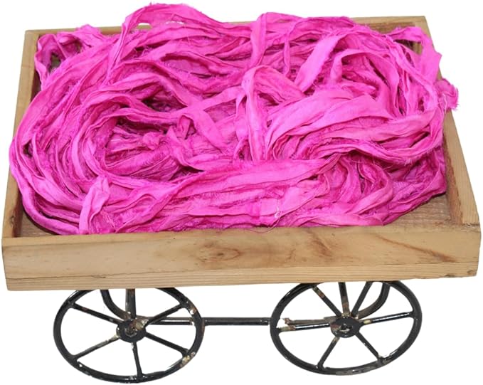 Knitsilk recycled sari silk ribbon yarn — Magenta