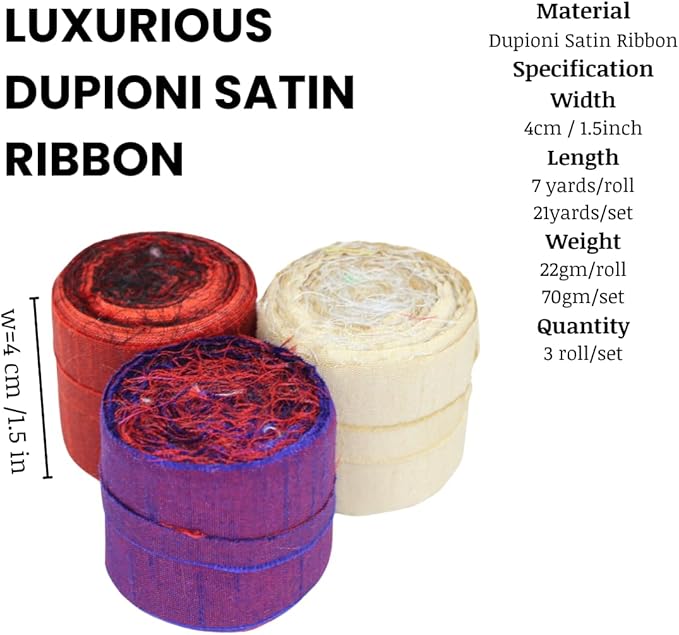 Knitsilk Dupioni Satin Ribbon Purple and Red