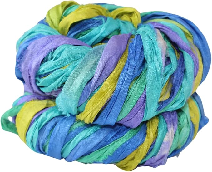 Knitsilk recycled sari silk ribbon yarn — Tye an Dye