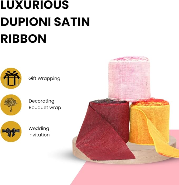 Knitsilk Dupioni Satin Ribbon Red and Yellow