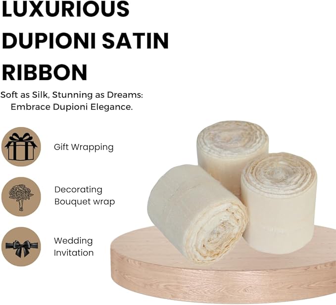 Knitsilk Dupioni Satin Ribbon, Off white