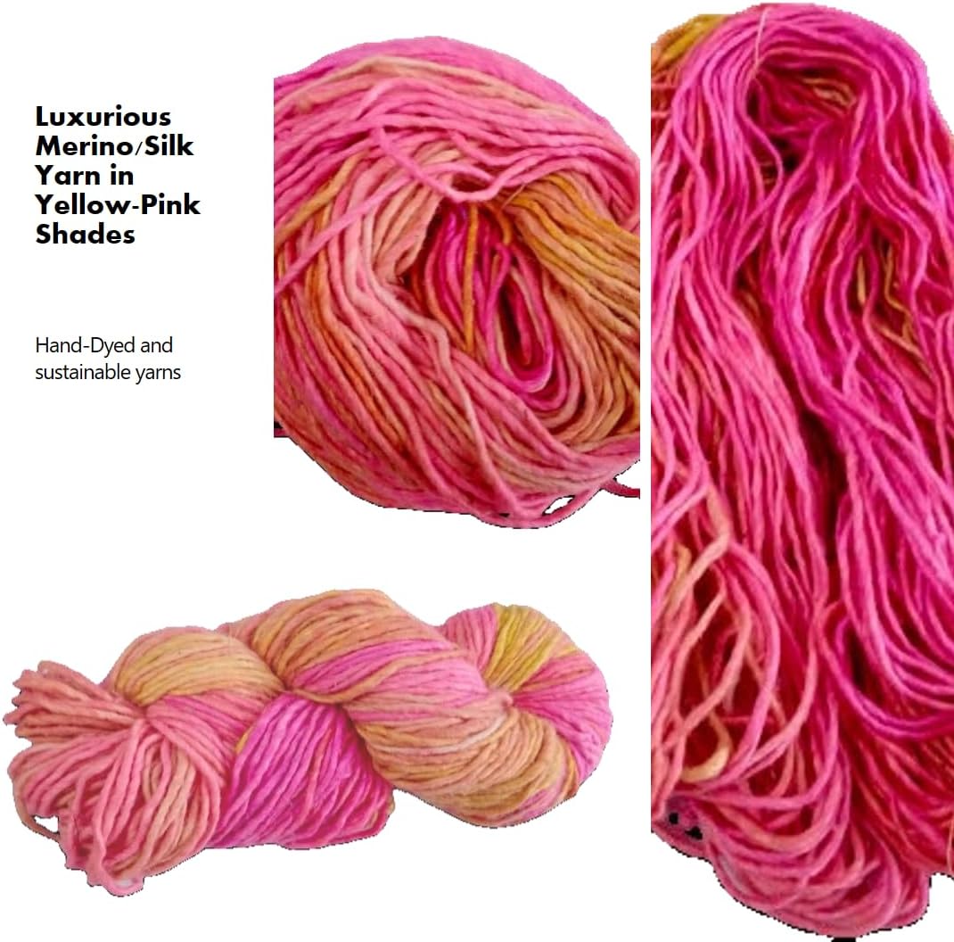 Merino Silk Blend Yarn Luxuriously Soft and Strong for Knitting and Crocheting Projects (100 Grams-225+ Yards,Thames)