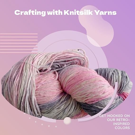 Knitsilk, 100% Recycled Silk Roving and Hand-Dyed Pure Mulberry Silk Yarn Perfect for Knitting, Crocheting, Weaving, and More 100 gm-225 Yards (Denver)
