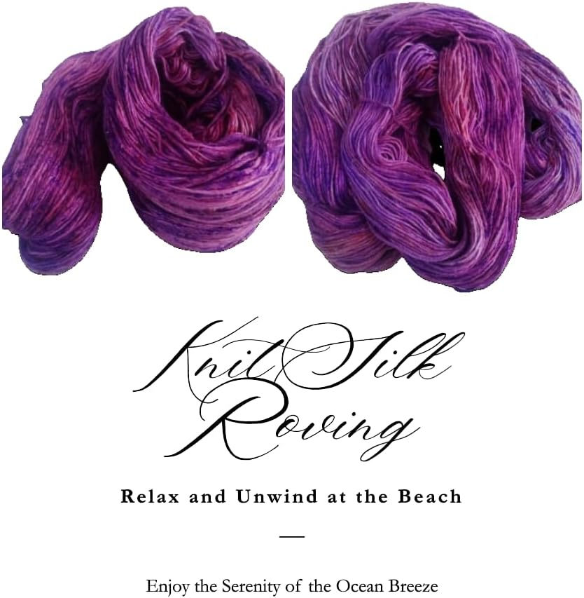 Knitsilk, 100% Recycled Silk Roving and Hand-Dyed Pure Mulberry Silk Yarn Perfect for Knitting, Crocheting, Weaving, and More 100 gm-225 Yards (Tokyo)