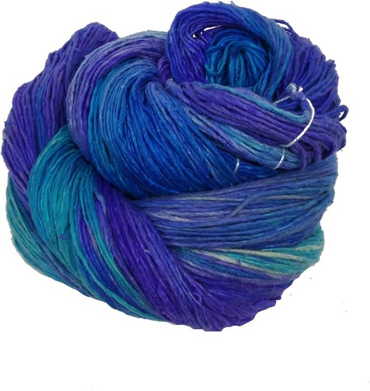 Knitsilk, 100% Recycled Silk Roving and Hand-Dyed Pure Mulberry Silk Yarn Perfect for Knitting, Crocheting, Weaving, and More 100 gm-225 Yards (Oslo)