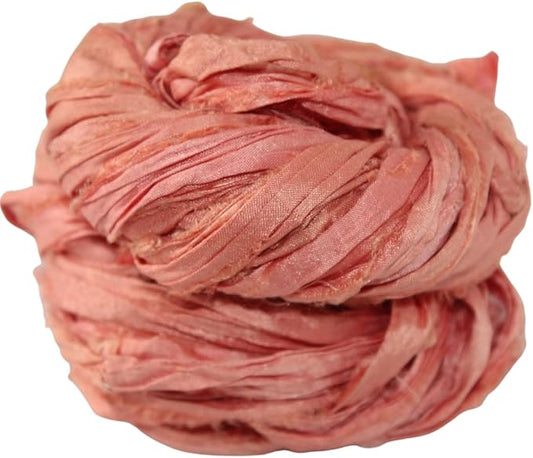 Knitsilk recycled sari silk ribbon yarn — Peach