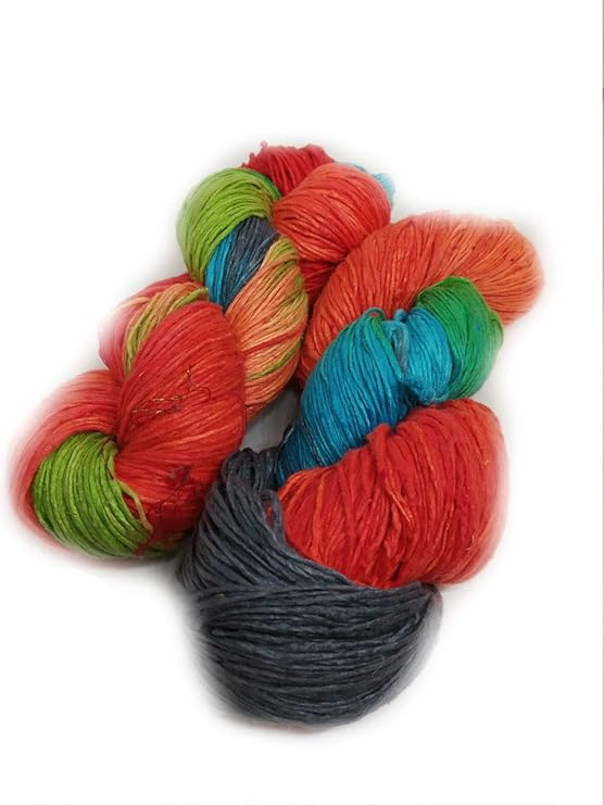 Knitsilk Silk Roving Worsted Weight Yarn - 100% Recycled & Hand-Dyed Mulberry Silk - Luxurious and Versatile for Knitting, Felting, and Crafting Copenhagen