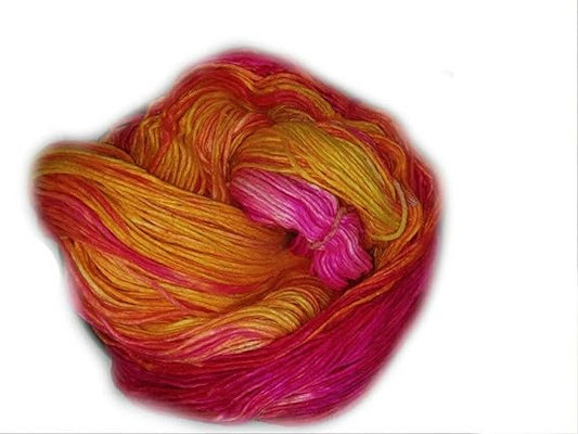 Knitsilk, 100% Recycled Silk Roving and Hand-Dyed Pure Mulberry Silk Yarn Perfect for Knitting, Crocheting, Weaving, and More 100 gm-225 Yards (Jaipur)