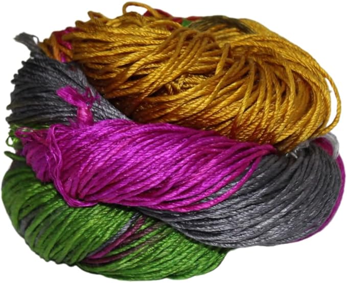 3 ply Silk Lace Weight Yarn,Green and Purple