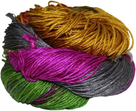 3 ply  Silk Lace Weight Yarn,Green and Purple