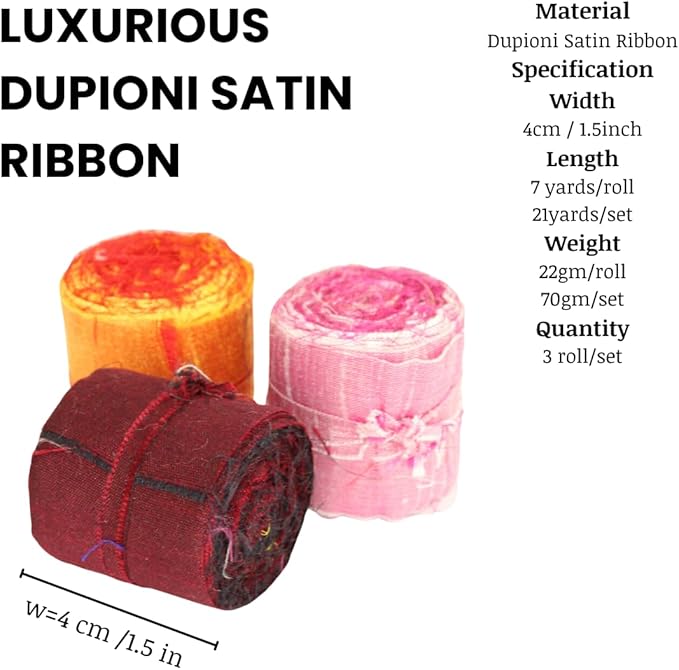 Knitsilk Dupioni Satin Ribbon Red and Yellow