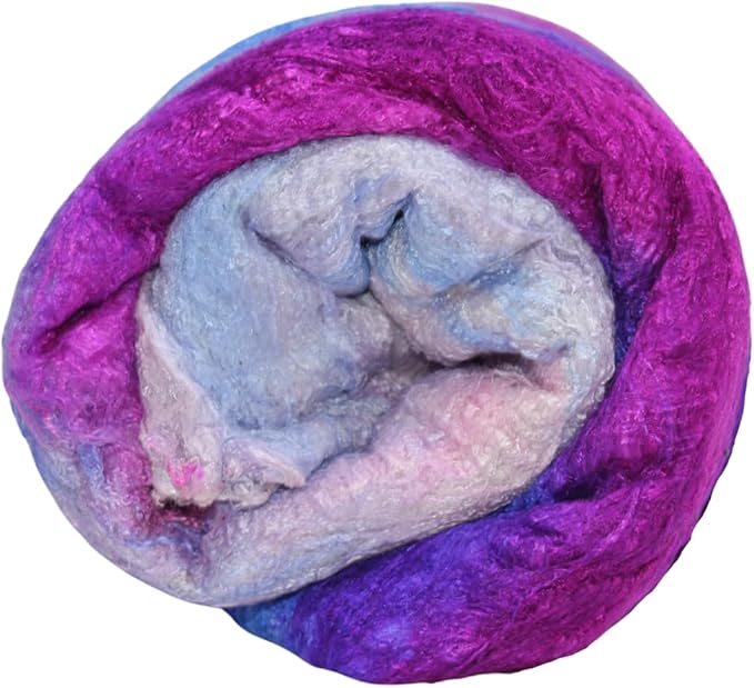 Knitsilk Silk fiber yarn, Blue and Dark Pink