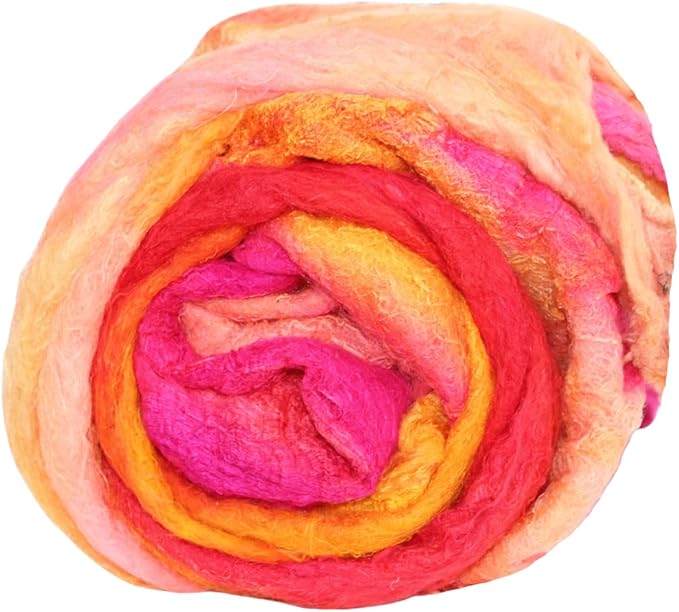 Knitsilk Silk fiber yarn, Yellow and Pink