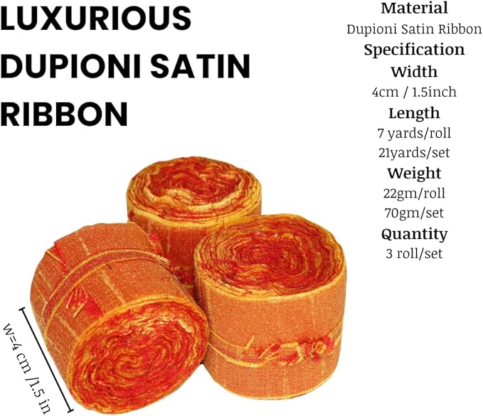 Knitsilk Dupioni Satin Ribbon, Off red