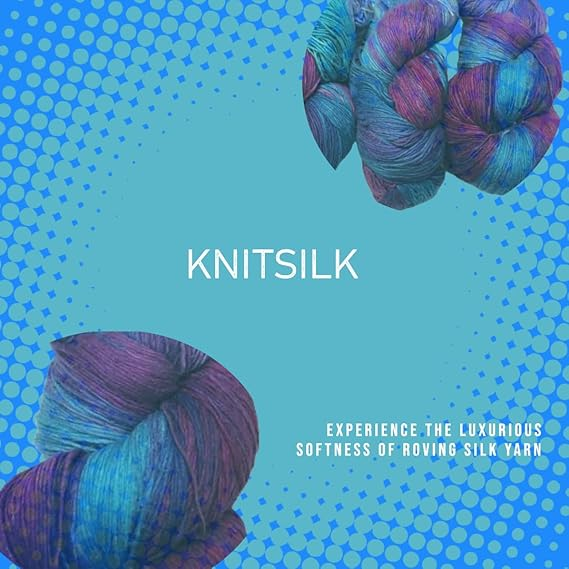 Knitsilk, 100% Recycled Silk Roving and Hand-Dyed Pure Mulberry Silk Yarn Perfect for Knitting, Crocheting, Weaving, and More 100 gm-225 Yards (Cancun)