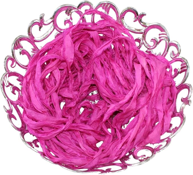 Knitsilk recycled sari silk ribbon yarn — Magenta