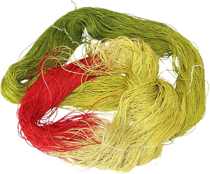 5 ply  Silk Lace Weight Yarn,Dark olive and Red