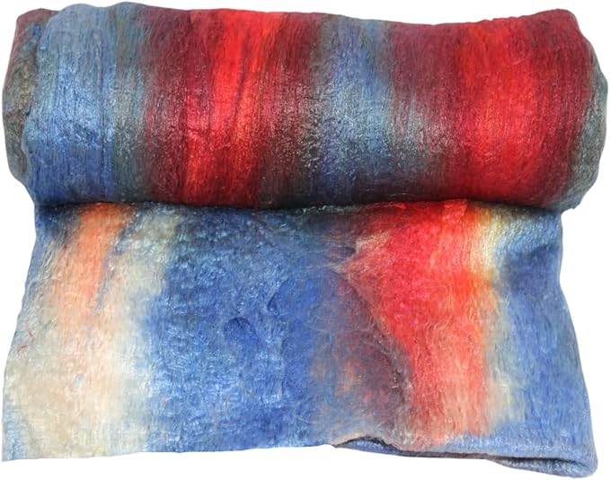 Knitsilk Silk fiber yarn, Blue and Red
