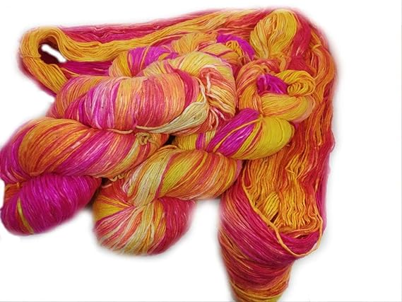 Knitsilk, 100% Recycled Silk Roving and Hand-Dyed Pure Mulberry Silk Yarn Perfect for Knitting, Crocheting, Weaving, and More 100 gm-225 Yards (Jaipur)
