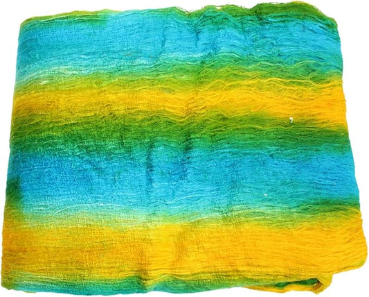 Knitsilk Silk fiber yarn, Aqua blue and yellow