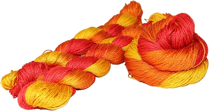 5 ply  Silk Lace Weight Yarn,Red and Yellow