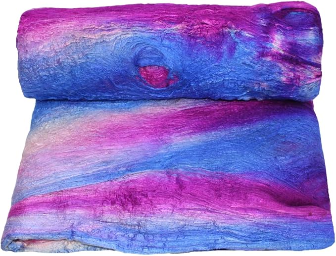 Knitsilk Silk fiber yarn, Blue and Dark Pink