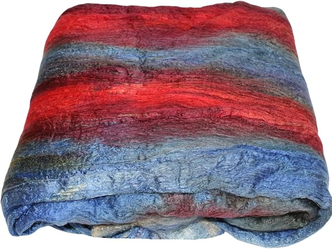 Knitsilk Silk fiber yarn, Blue and Red