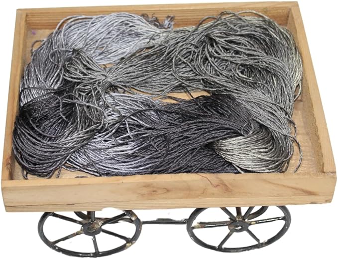 3 ply Silk Lace Weight Yarn,Black and Grey