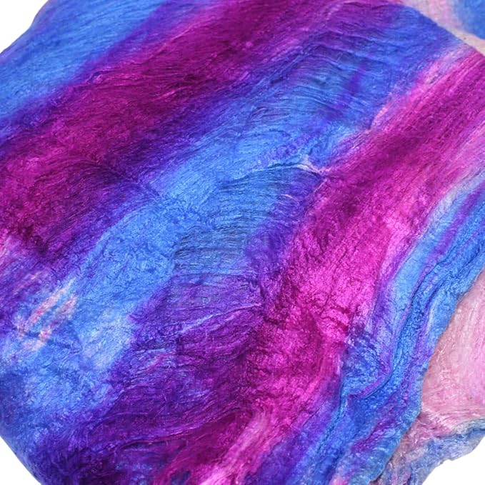 Knitsilk Silk fiber yarn, Blue and Dark Pink